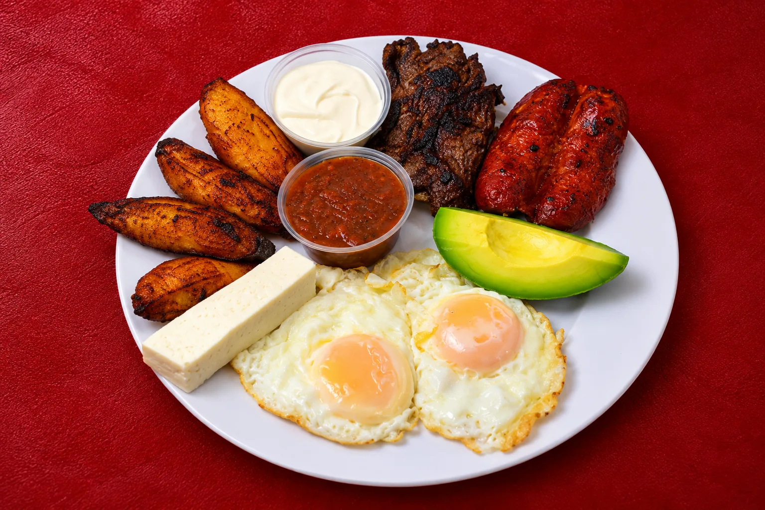 Traditional Breakfast Platter with Eggs and Plantains